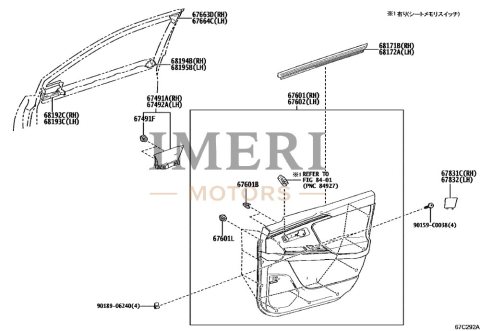 676100R300C2 Front Door Trim Board Sub-Assembly RH Toyota