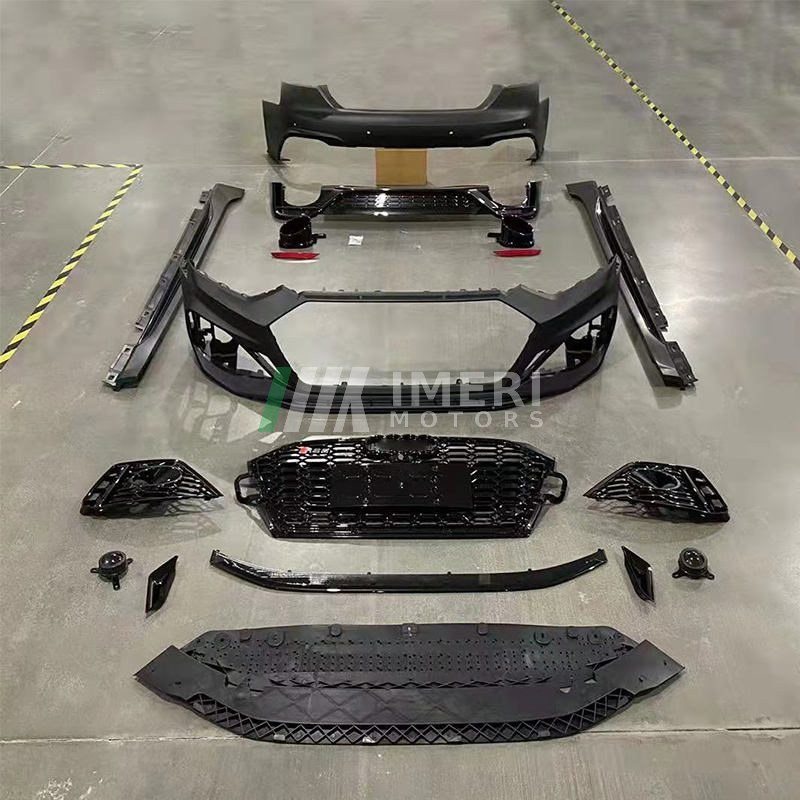 Body Kit Includes Front and Rear Bumper Assembly with Grille, Tip Exhaust Side Skirt - Audi A5 B9 2021 Upgrade to RS5 Model - 2