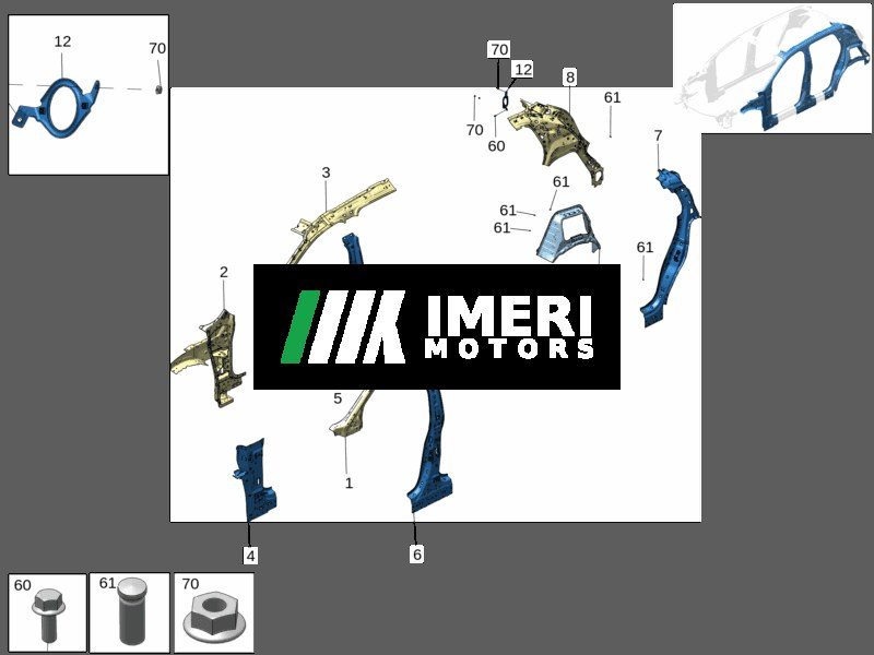 8899600131C15 A-Pillar Upper Reinforcement, Left - ZEEKR X