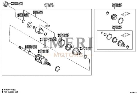 0443802661 Rear RH Drive Shaft Inboard Joint Boot Kit Toyota